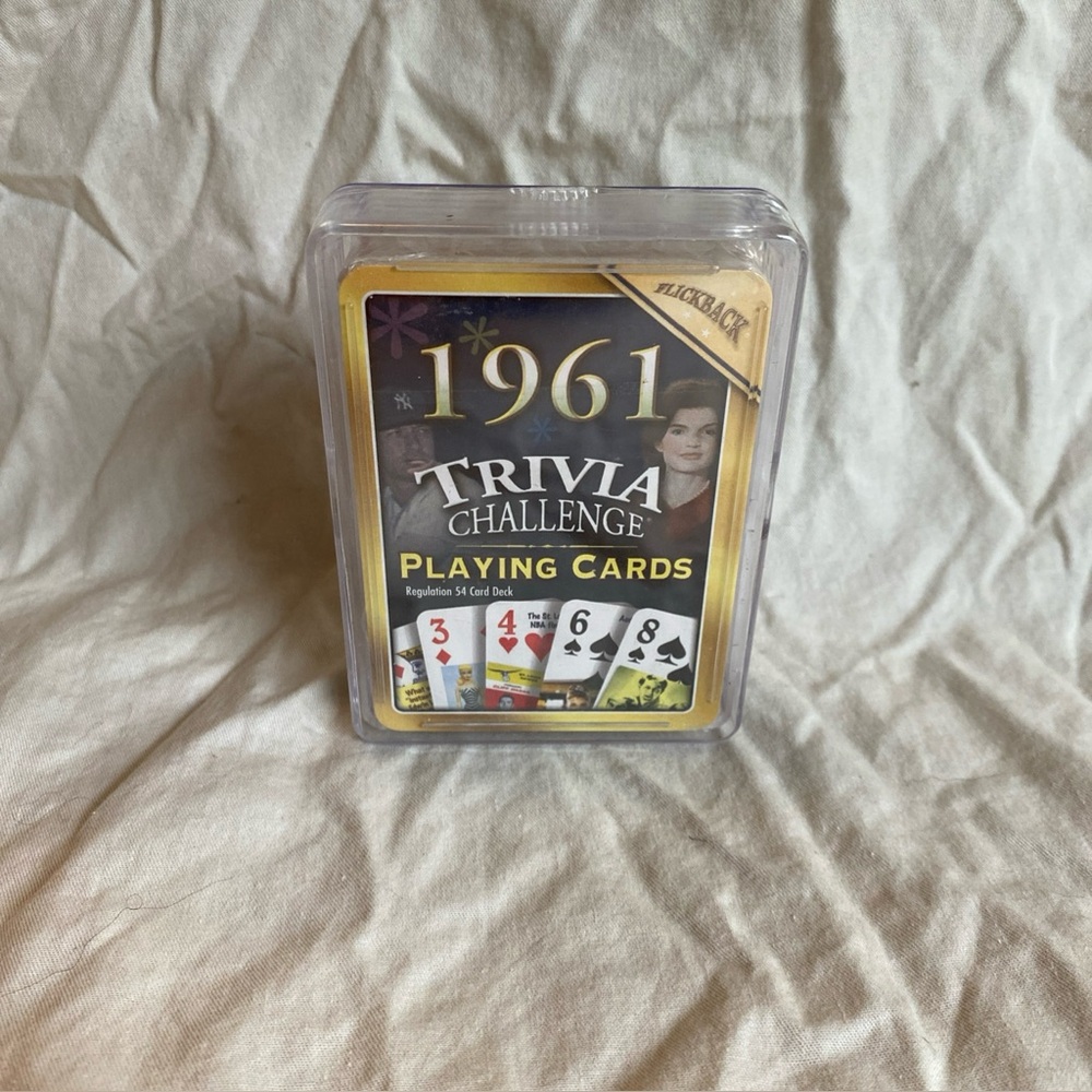 NEW Flickback 1962 Trivia Playing Cards, Includes Trivia Deck.  Jackie Kennedy